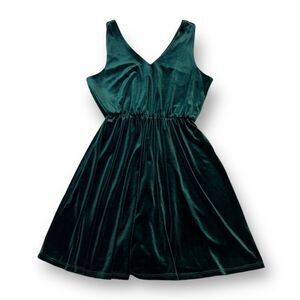 French Grey Green Velvet Dress Size Large